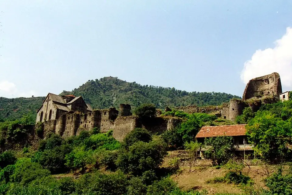 Fortress walls and towers of Akhtala Monastery in Lori Province