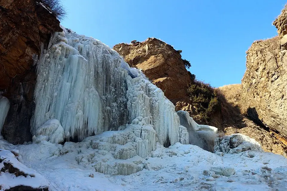 Trchkan Waterfall frozen in winter