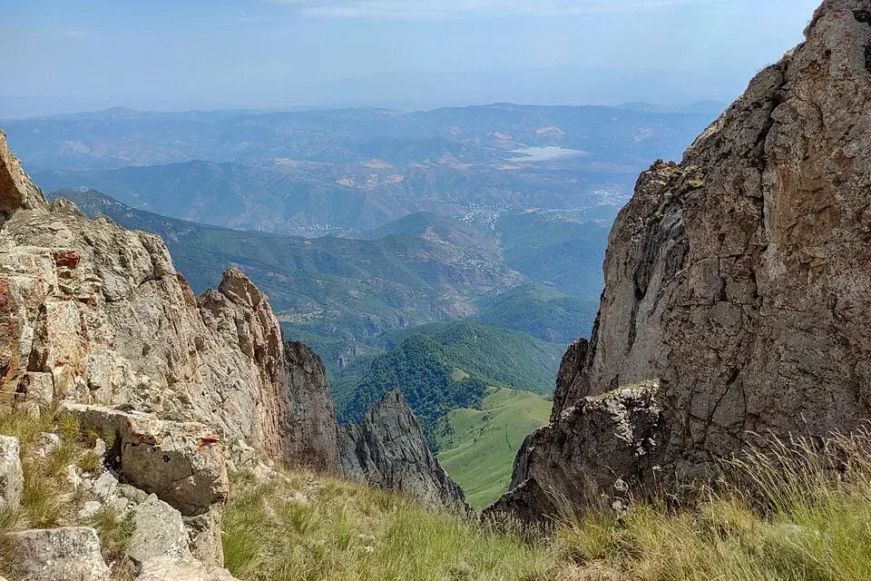 View from the Mount Khustup trail over Kapan and the Syunik mountains