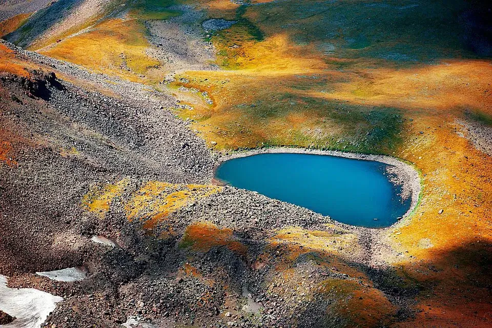 Alpine lake on Mount Aragats in Armenia
