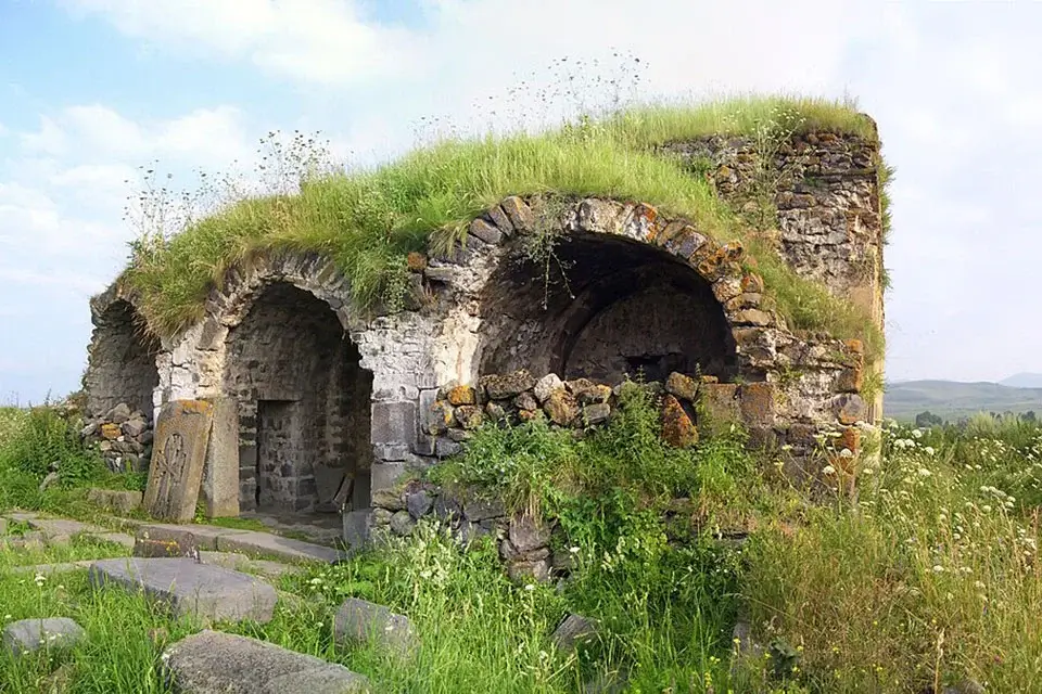 Ruins of hypocaust baths inside Lori Berd Fortress