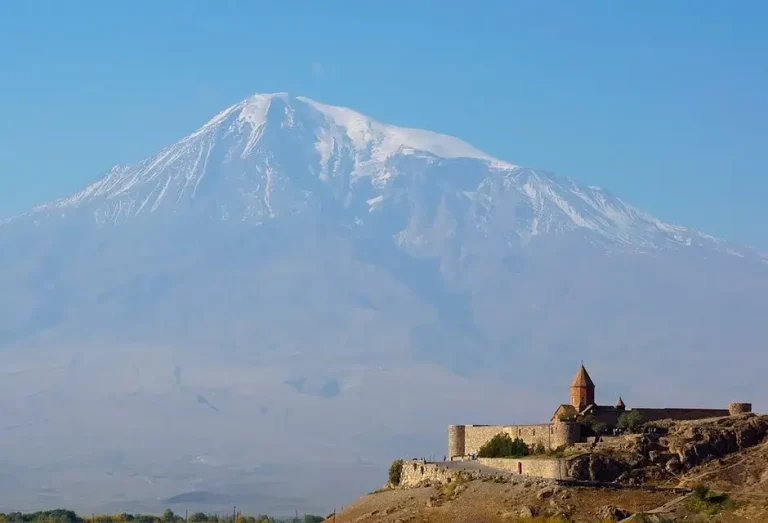 Mount Ararat (5,137 m) rising above the Ararat plain, viewed from Armenia
