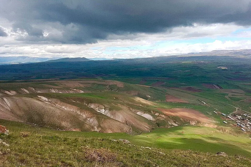 Cloudy mountain landscape seen from Mount Hatis in Kotayk Province, Armenia