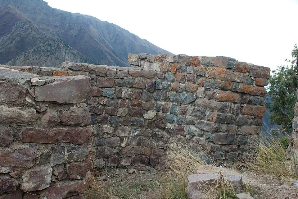 Basalt stone walls of Smbataberd Fortress in Vayots Dzor