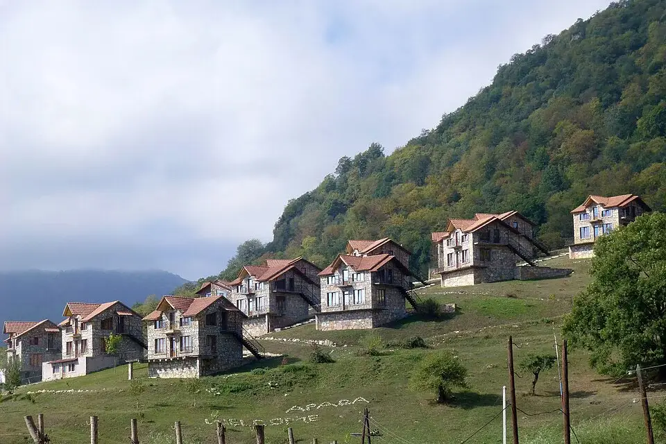 Stone cottages at Apaga Resort in Yenokavan, Armenia