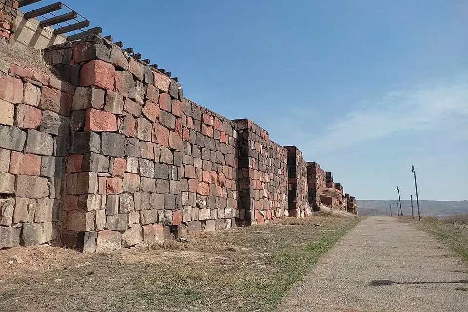 Stone defensive walls of Erebuni Fortress in Yerevan
