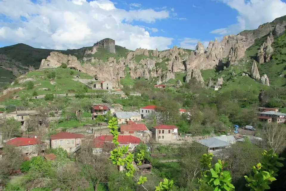 Old Goris cave dwellings and volcanic rock formations in Armenia