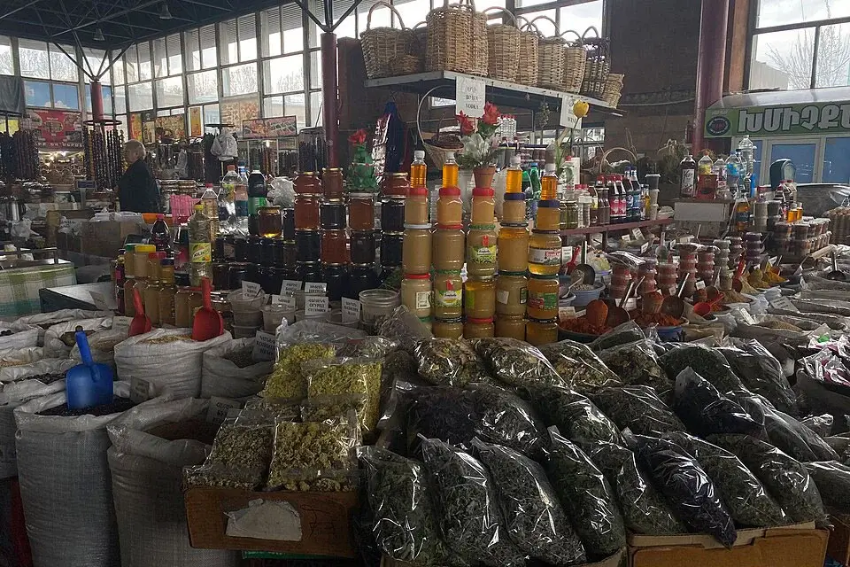 Food stalls inside GUM Market in Yerevan