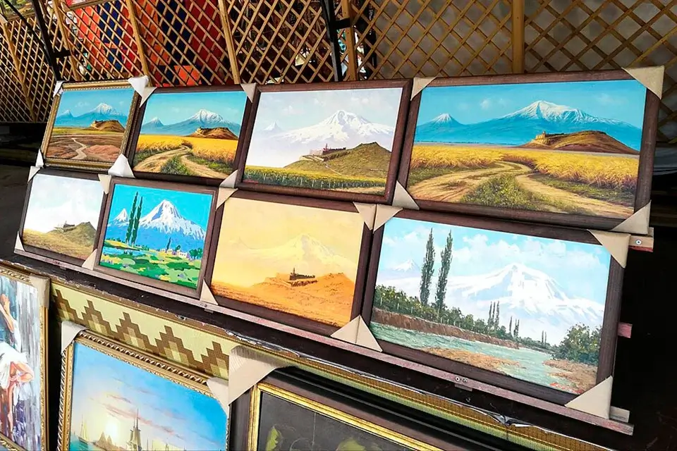 Paintings of Mount Ararat at Yerevan Vernissage Market