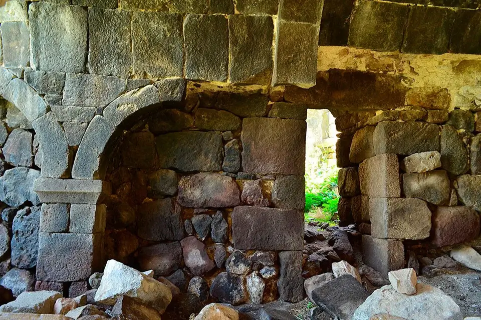 Ruins of medieval buildings at Tsakhats Kar Monastery